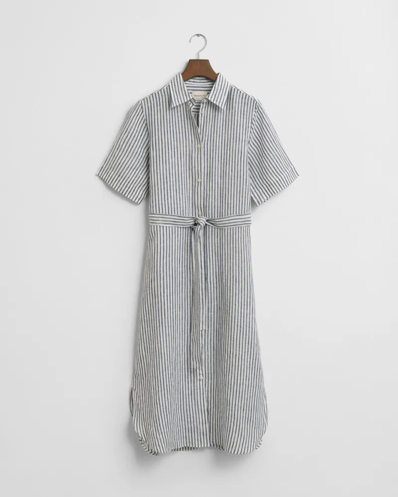 Gant Linen Striped Dress Evening Blue-5