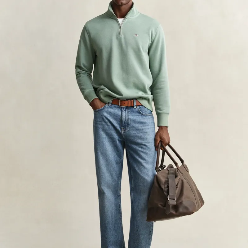 Gant Shield Half-Zip Sweatshirt in Surplus Mint-4