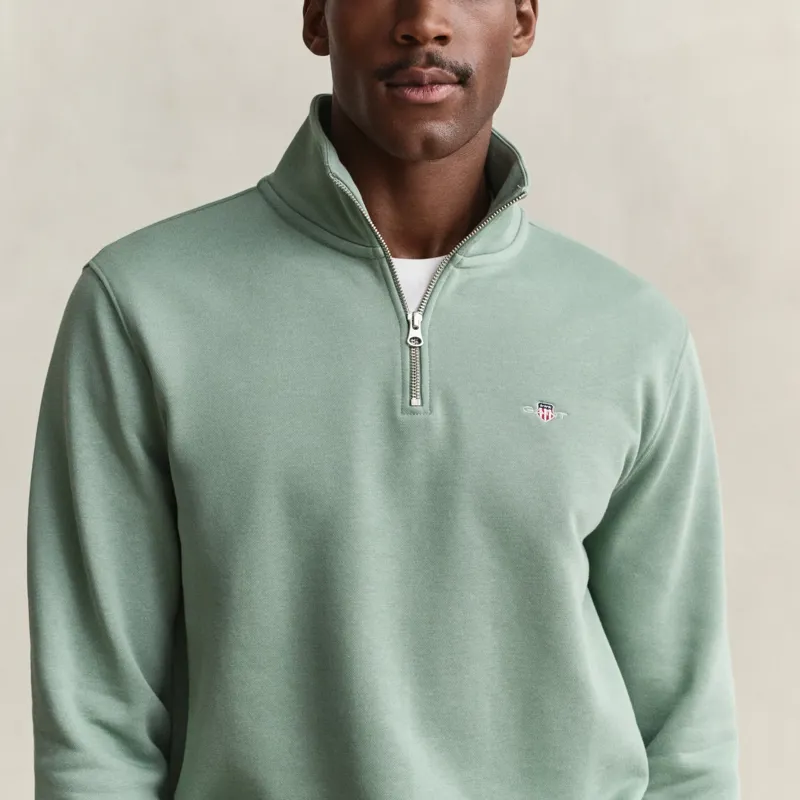 Gant Shield Half-Zip Sweatshirt in Surplus Mint-2