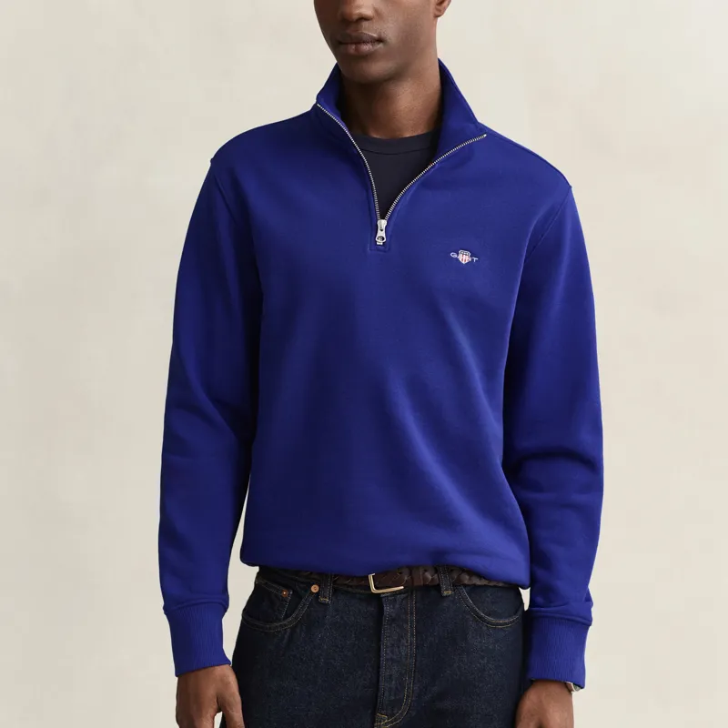 Gant Shield Half Zip Sweatshirt in Crisp Blue-1