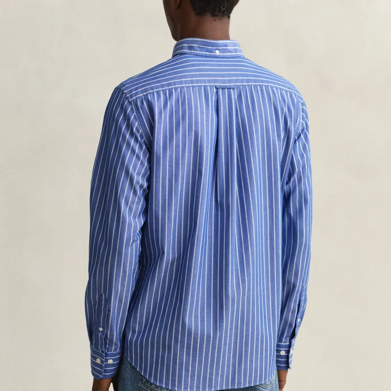 Gant Classic Poplin Stripe Shirt in College Blue-3
