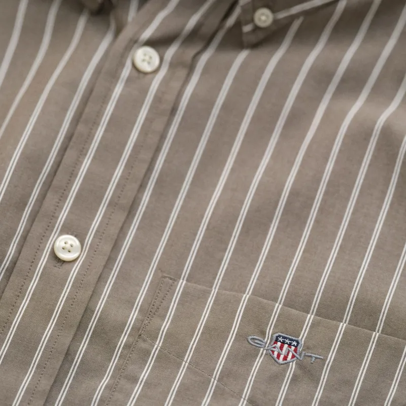Gant Regular Poplin Stripe Shirt in Faded Taupe-1