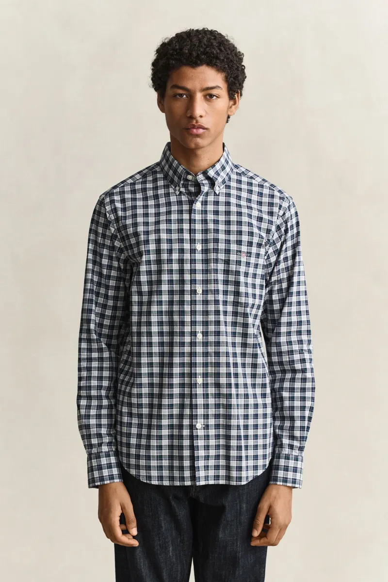 Gant Reg Poplin Check Shirt in Dark Emerald-5