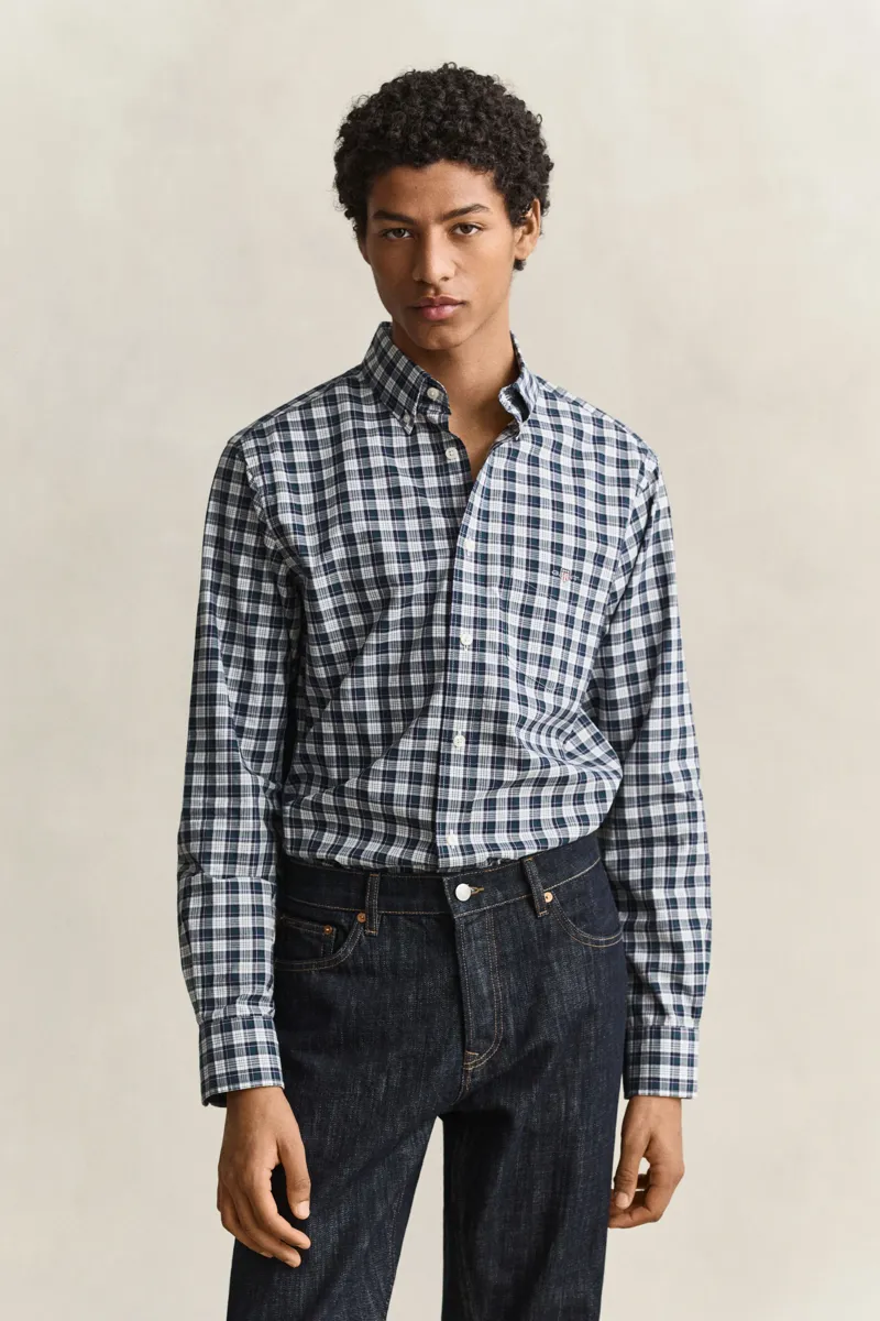 Gant Reg Poplin Check Shirt in Dark Emerald-1