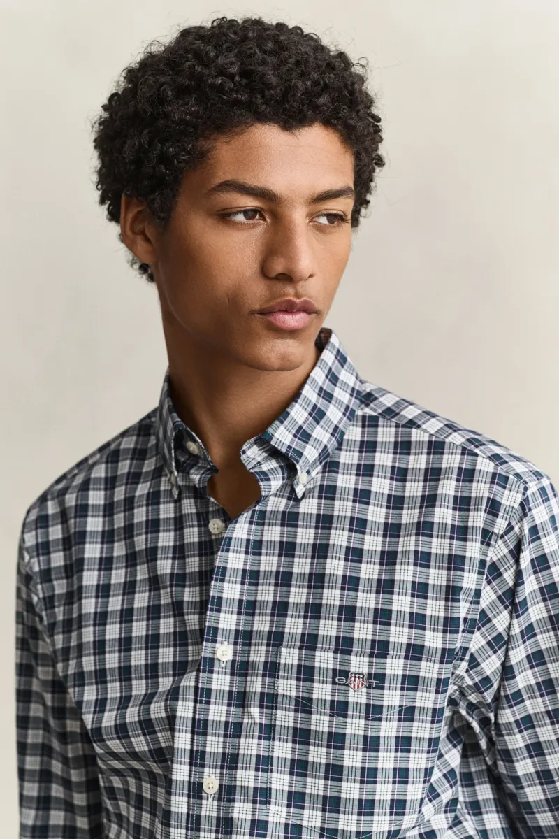 Gant Reg Poplin Check Shirt in Dark Emerald-2