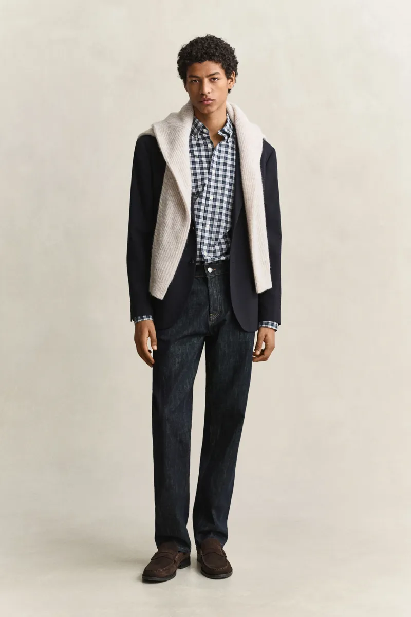 Gant Reg Poplin Check Shirt in Dark Emerald-6