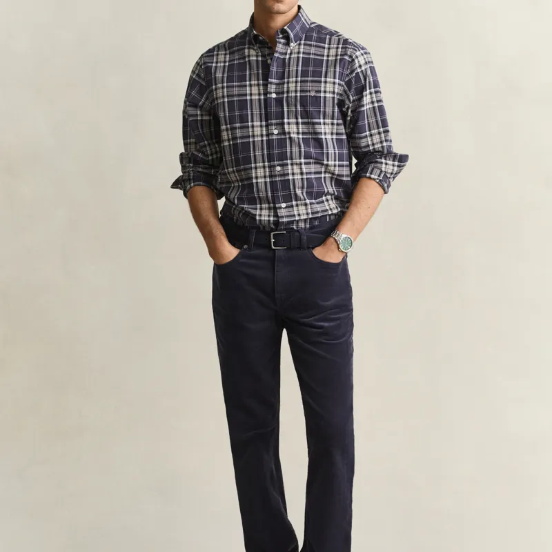 Gant Reg Poplin Check Shirt in Mist Taupe-4