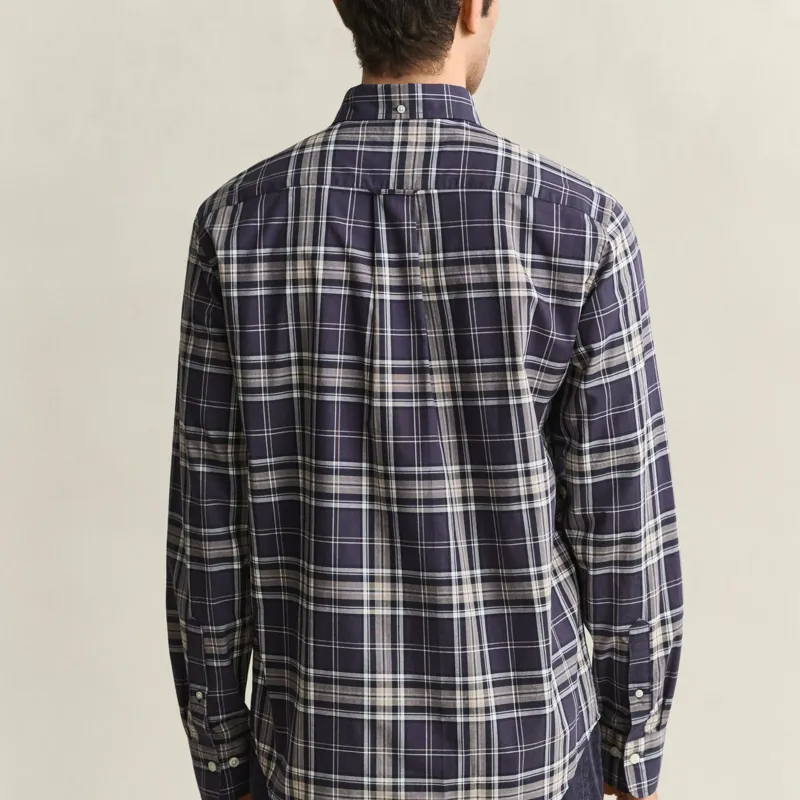 Gant Reg Poplin Check Shirt in Mist Taupe-3