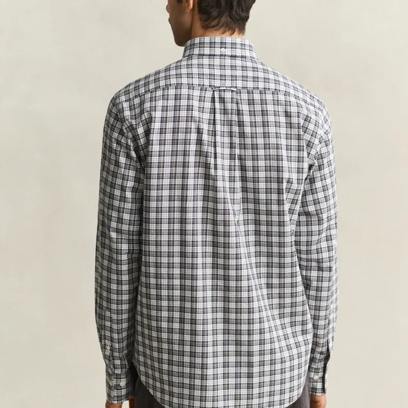 Gant Reg Poplin Check Shirt in Mist Taupe-3