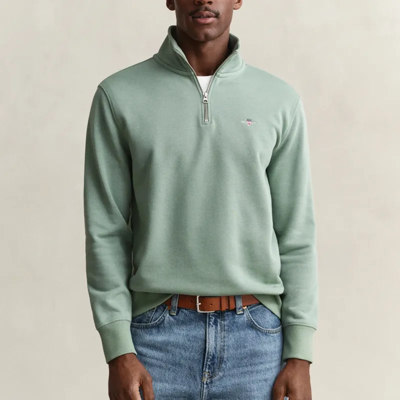 Gant Shield Half-Zip Sweatshirt in Surplus Mint-1