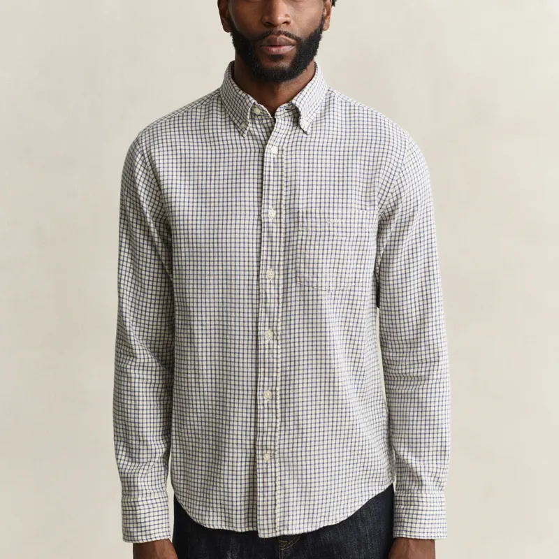 Gant Reg Windblown Flannel Check Shirt in Blue Horizon-1