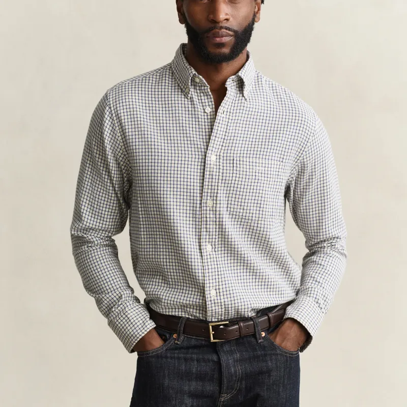 Gant Reg Windblown Flannel Check Shirt in Blue Horizon-2