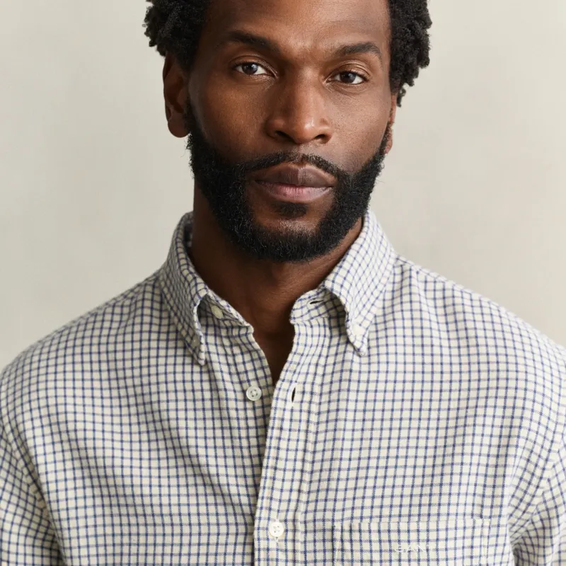 Gant Reg Windblown Flannel Check Shirt in Blue Horizon-4
