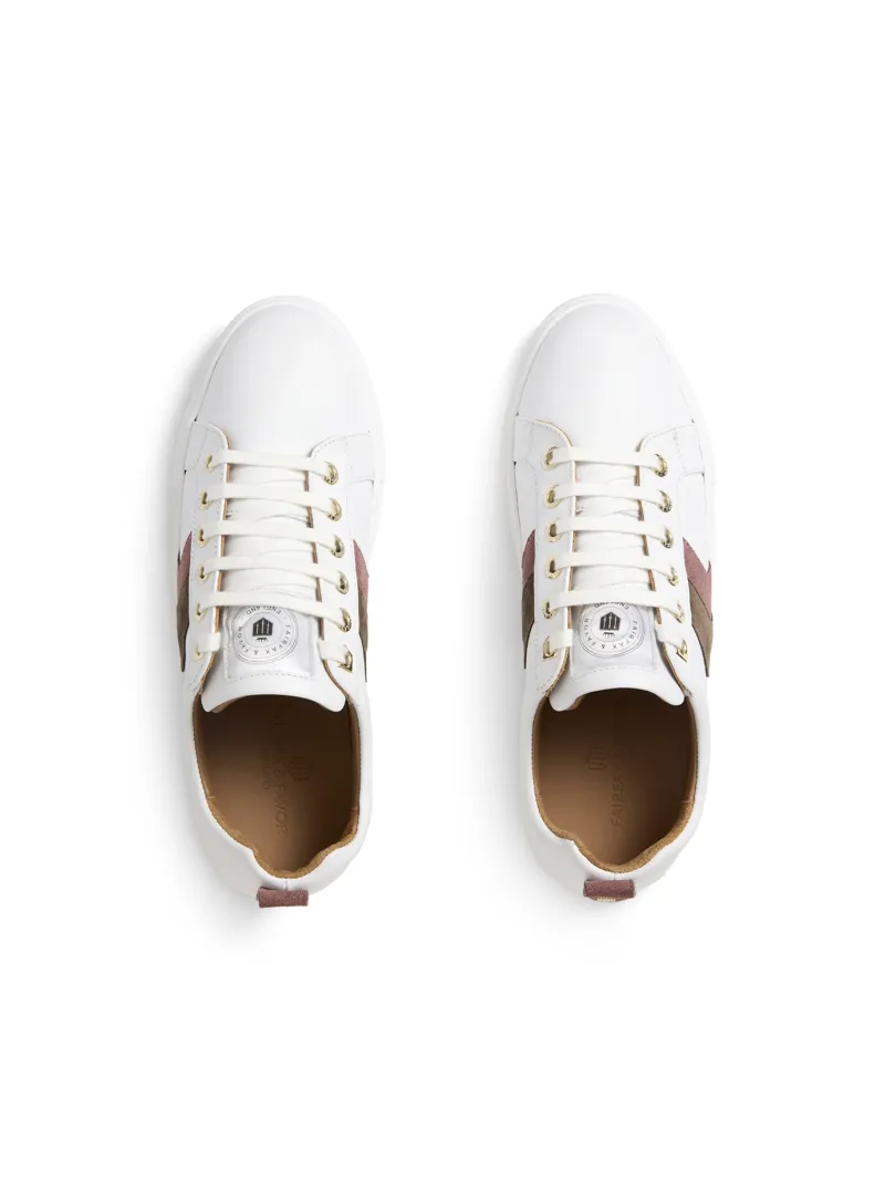 Fairfax and Favor Alexandra Trainer White Leather with Heather/Fog-4