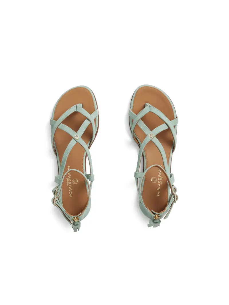 Fairfax and Favor Brancaster Sandal Mint Suede-5