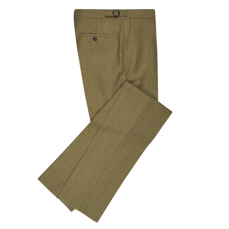 Gurteen Fetcham Overcheck Tweed Trouser in Green