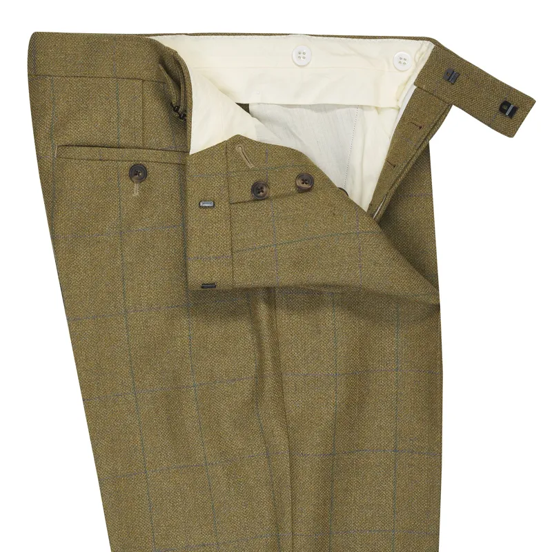 Gurteen Fetcham Overcheck Tweed Trouser in Green-1