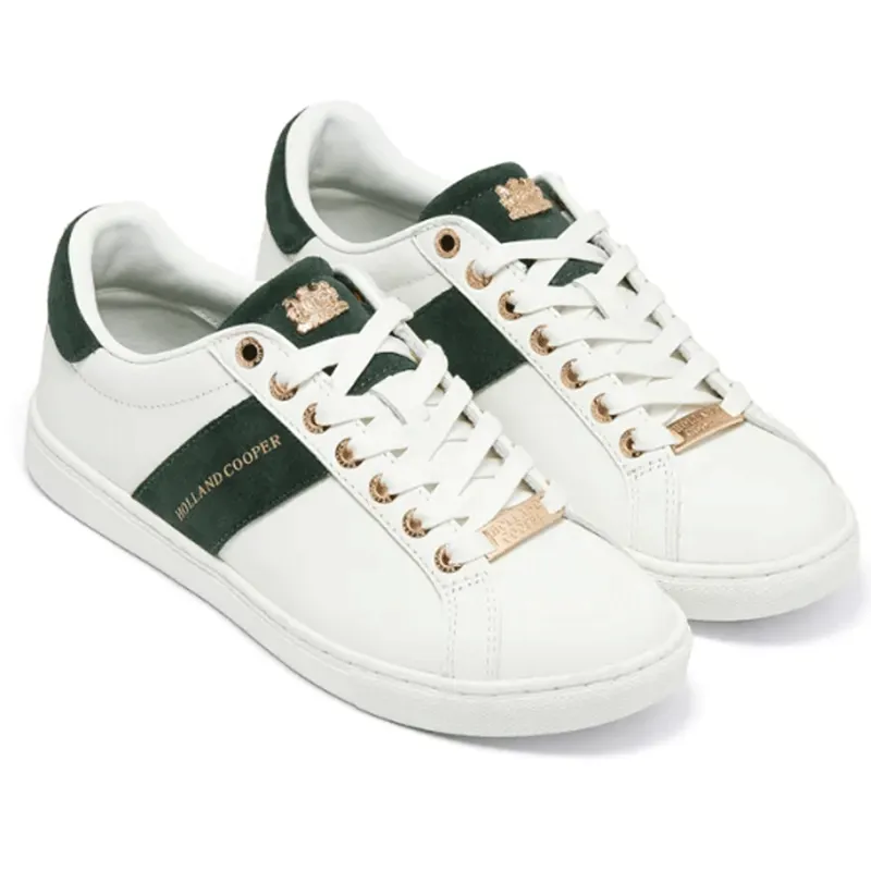 Holland Cooper Knightsbridge Court Trainers White Racing Green