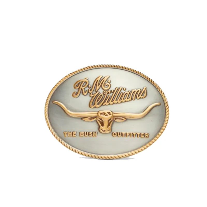 RM Williams Logo Trophy Buckle Silver Gold