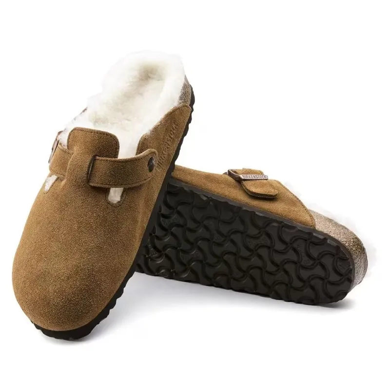 Birkenstock Ladies Boston Shearling Suede Leather/Fur Mink