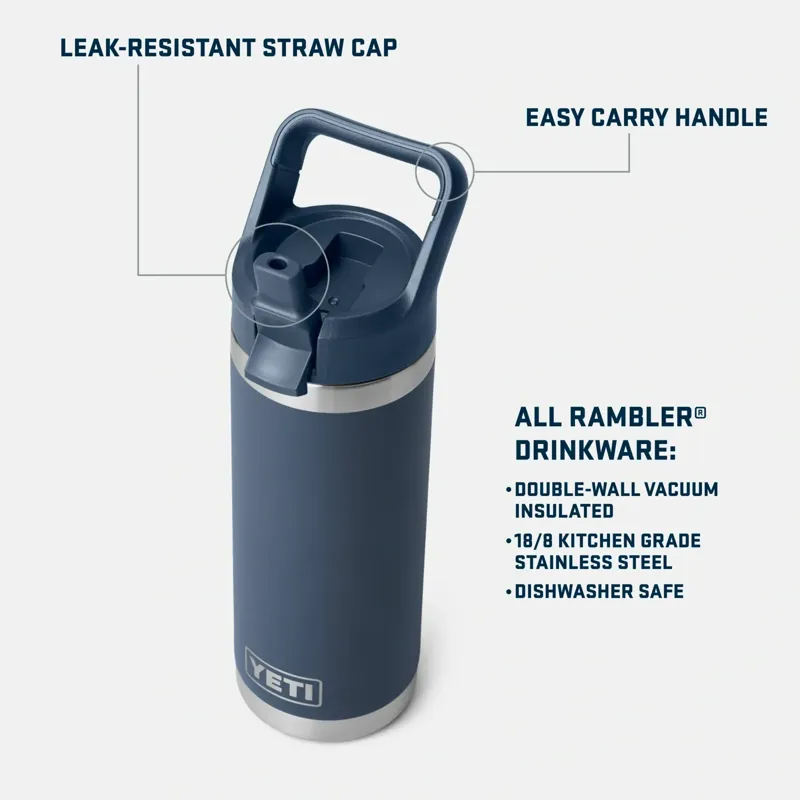 Yeti Rambler 18oz Bottle with Straw in White/Rescue Red/Badge-3