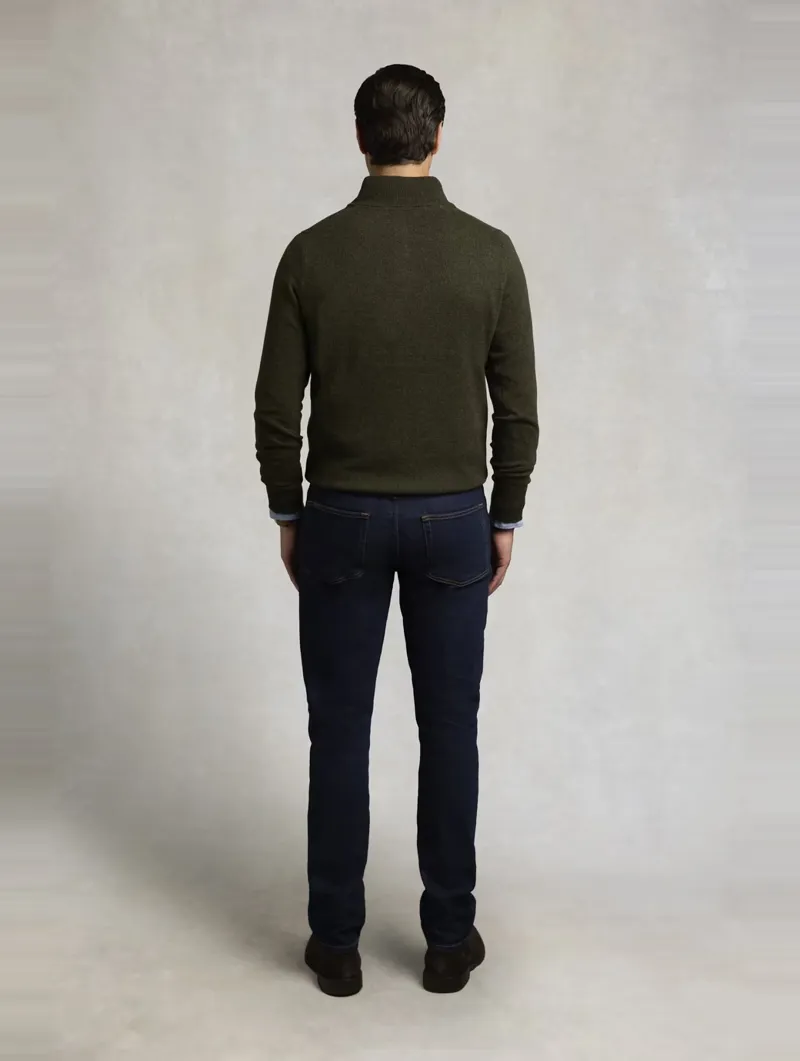 Holland Cooper Men's Fine Quarter Zip Knit in Moss-5