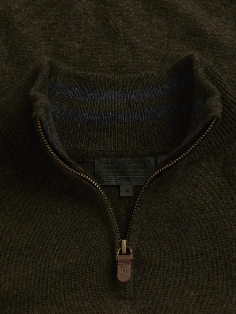 Holland Cooper Men's Fine Quarter Zip Knit in Moss-6