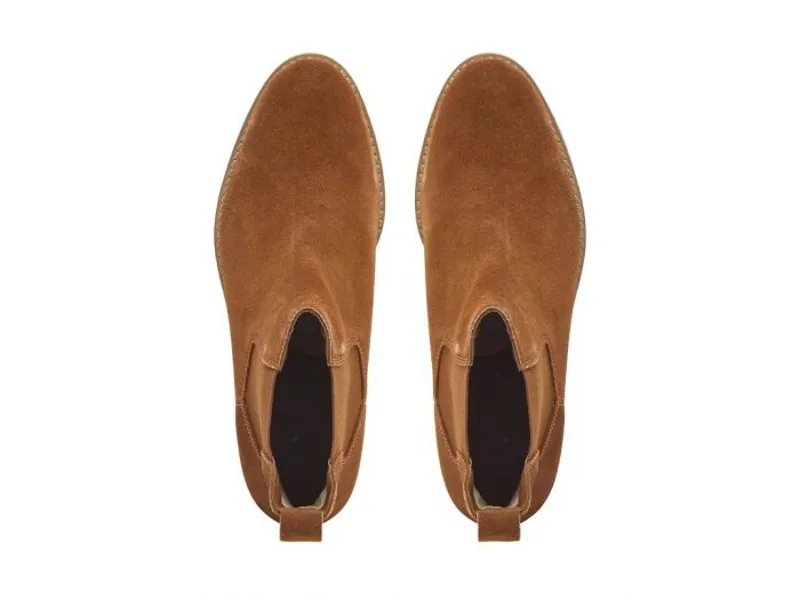 Chatham Barbury Suede Mid-Heel Chelsea Boots Tan-2