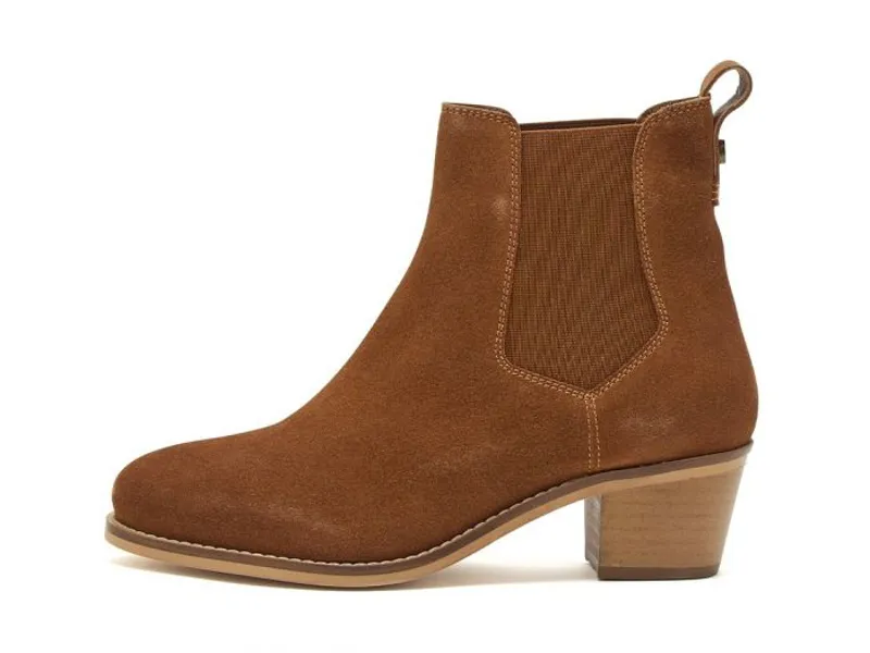Chatham Barbury Suede Mid-Heel Chelsea Boots Tan-3