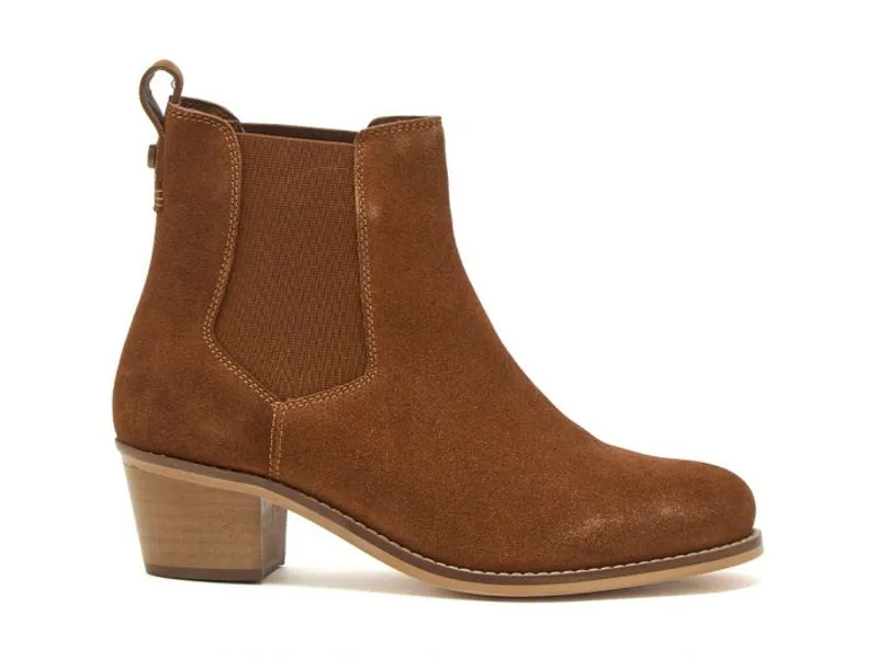 Chatham Barbury Suede Mid-Heel Chelsea Boots Tan-1