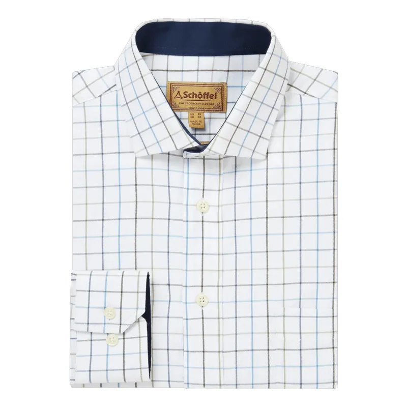 Schoffel Wells Tailored Check Shirt Woodland Vintage Navy