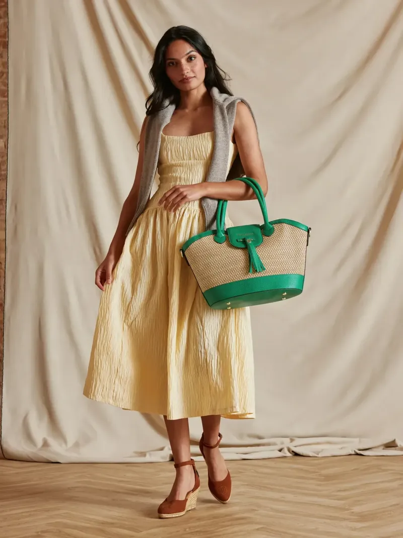 Fairfax and Favor Windsor Basket Bag Leather in Clover Green-6