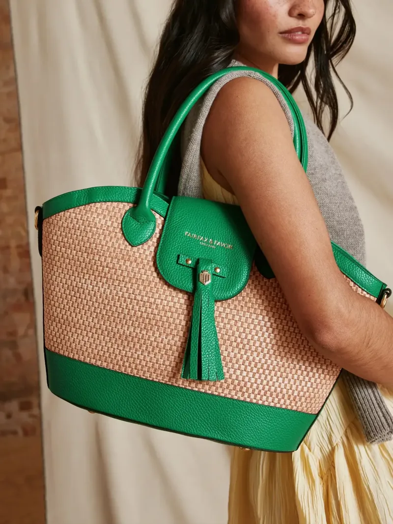 Fairfax and Favor Windsor Basket Bag Leather in Clover Green-5