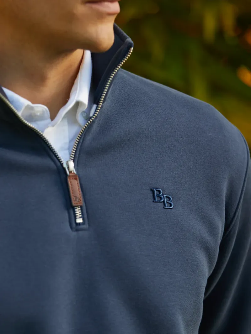 Beaumont and Bear Tuckenhay Unisex Quarter Zip Washed Navy-4