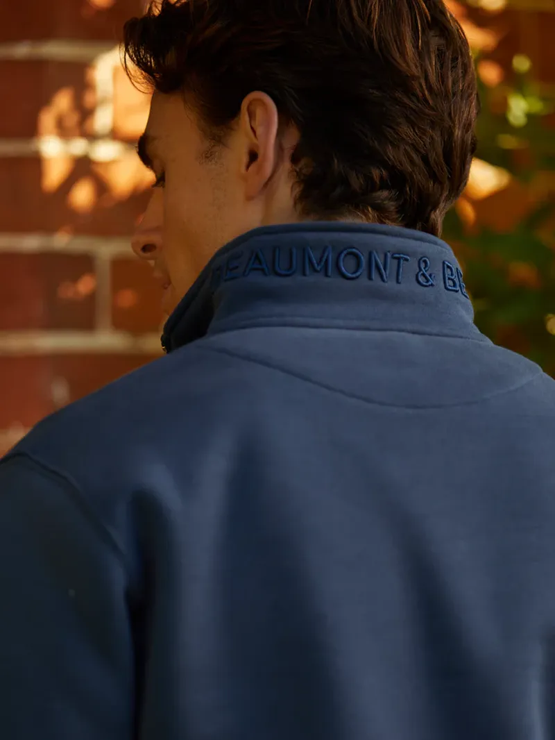 Beaumont and Bear Tuckenhay Unisex Quarter Zip Washed Navy-8