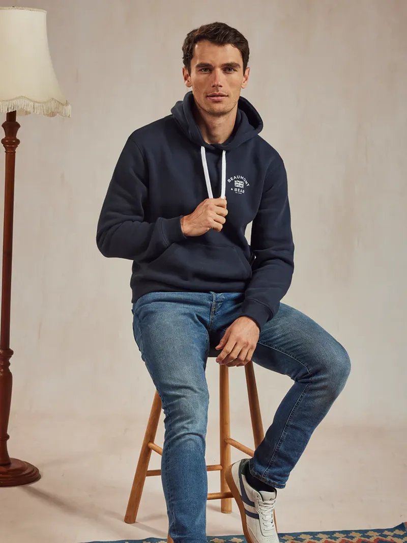 Beaumont and Bear North Sands Unisex Hoodie Washed Navy-2
