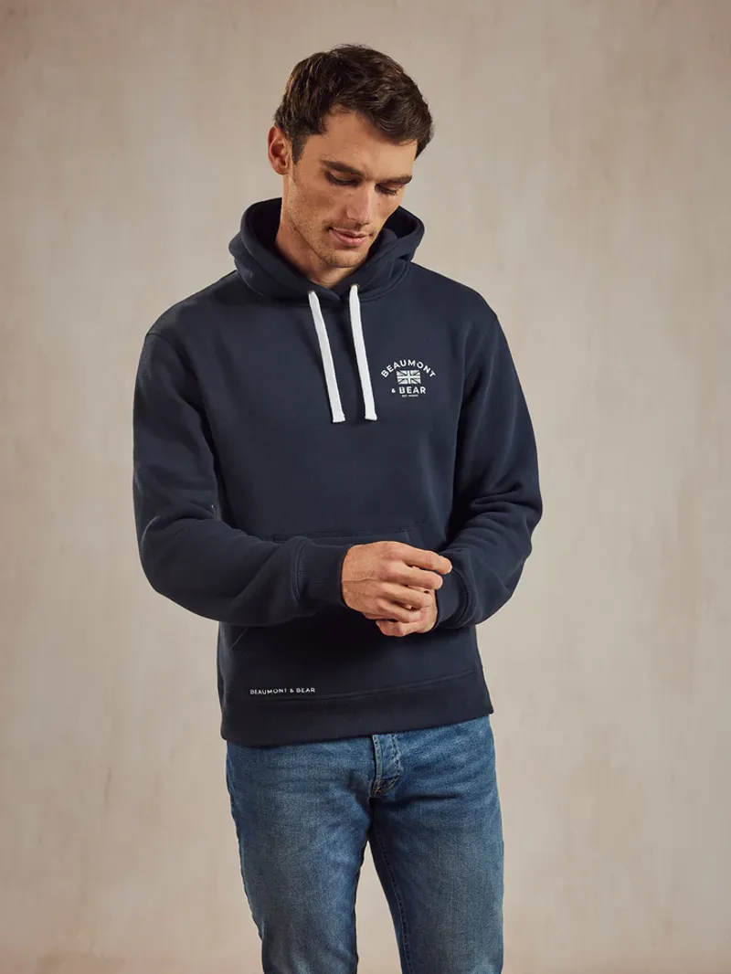 Beaumont and Bear North Sands Unisex Hoodie Washed Navy-1
