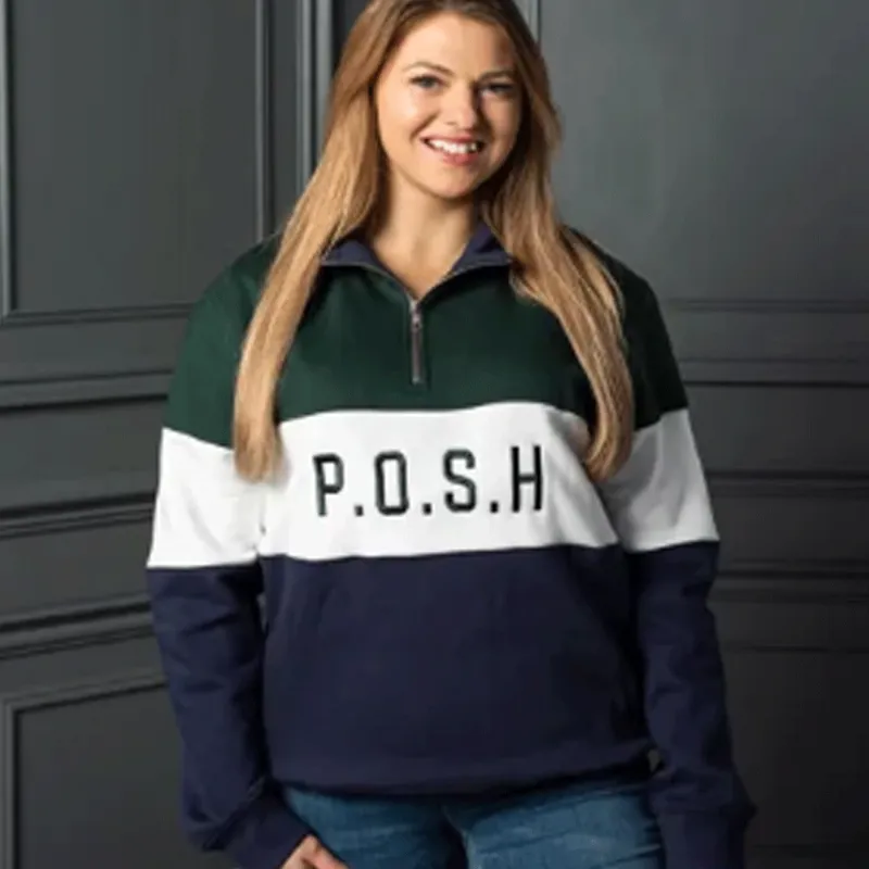 POSH Country Yorkshire 1/4 zip Green White Blue