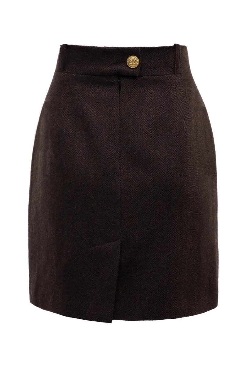 Holland Cooper Regency Skirt Chocolate Herringbone-6