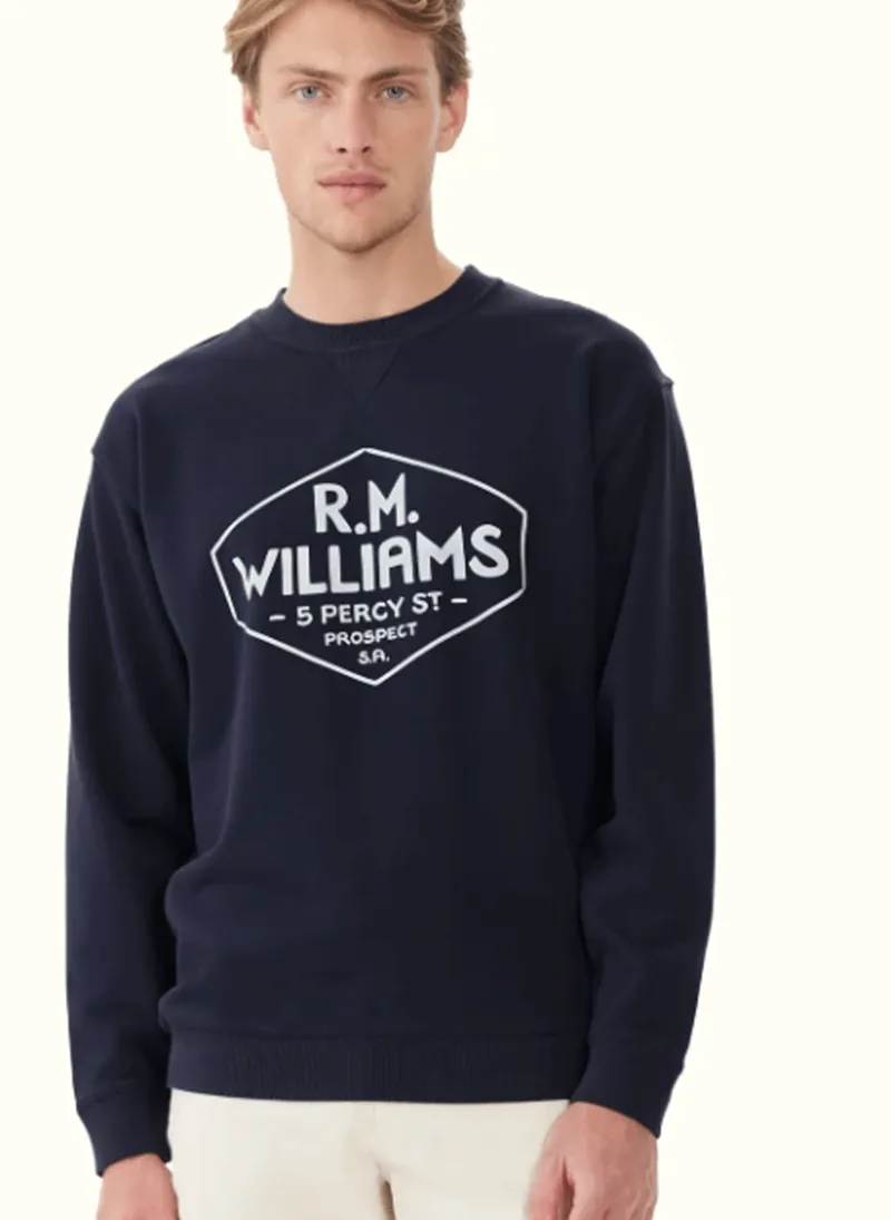 RM Williams Gladstone Crew Neck Dark Navy-1