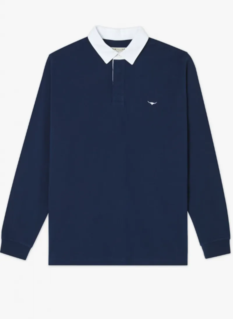 RM Williams Tweedale Rugby Shirt Navy