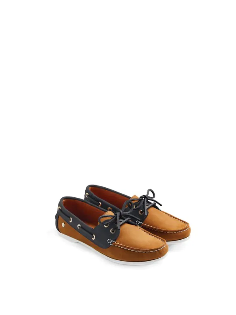 Fairfax and Favor Salcombe Deck Shoes Tan Navy Nubuck-3