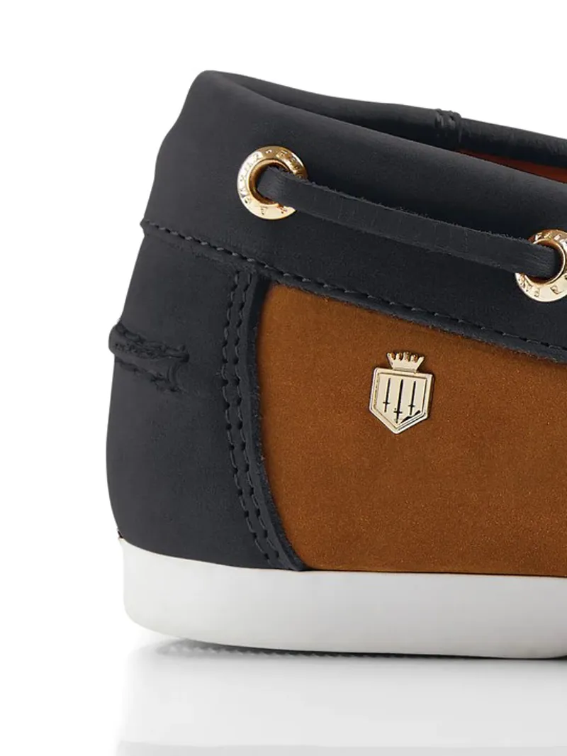 Fairfax and Favor Salcombe Deck Shoes Tan Navy Nubuck-5