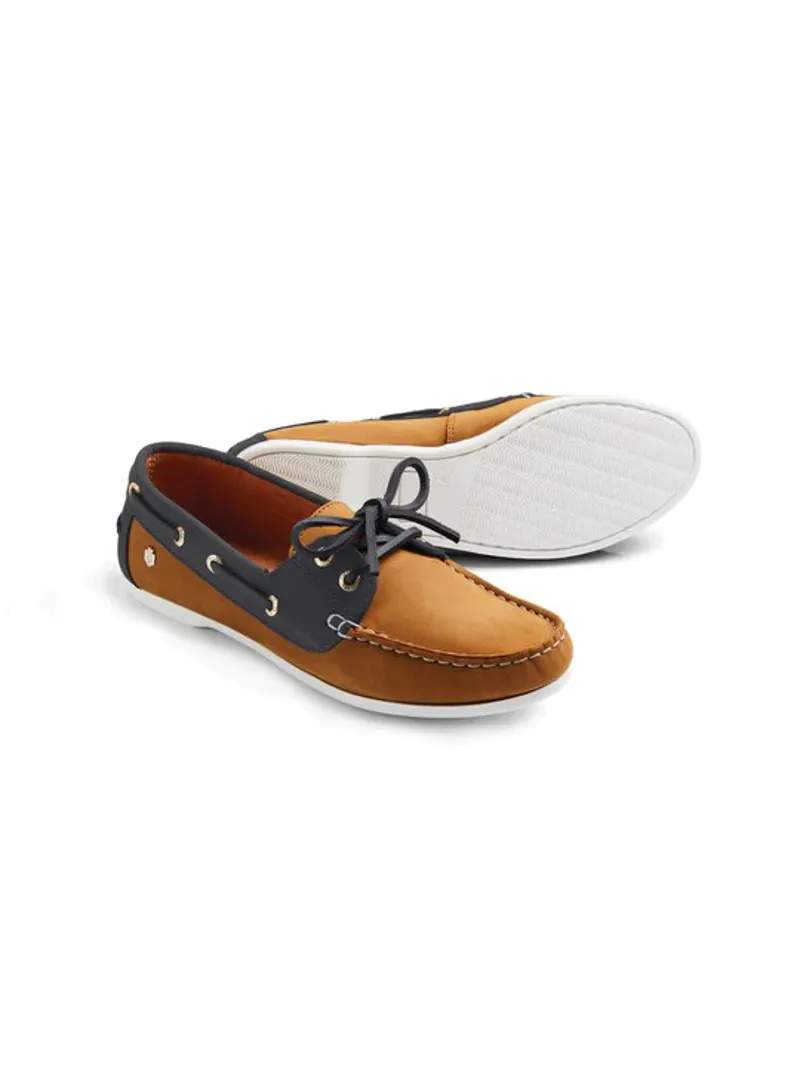 Fairfax and Favor Salcombe Deck Shoes Tan Navy Nubuck-1