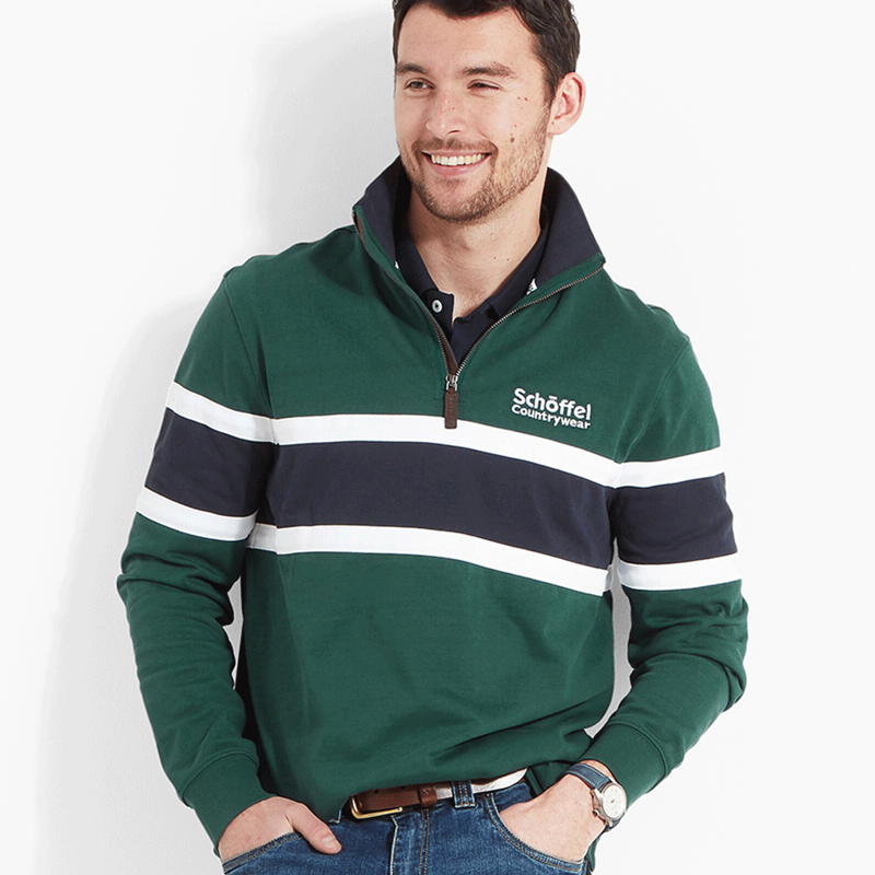 Schoffel Exmouth Heritage Quarter Zip Jumper Pine Green-1