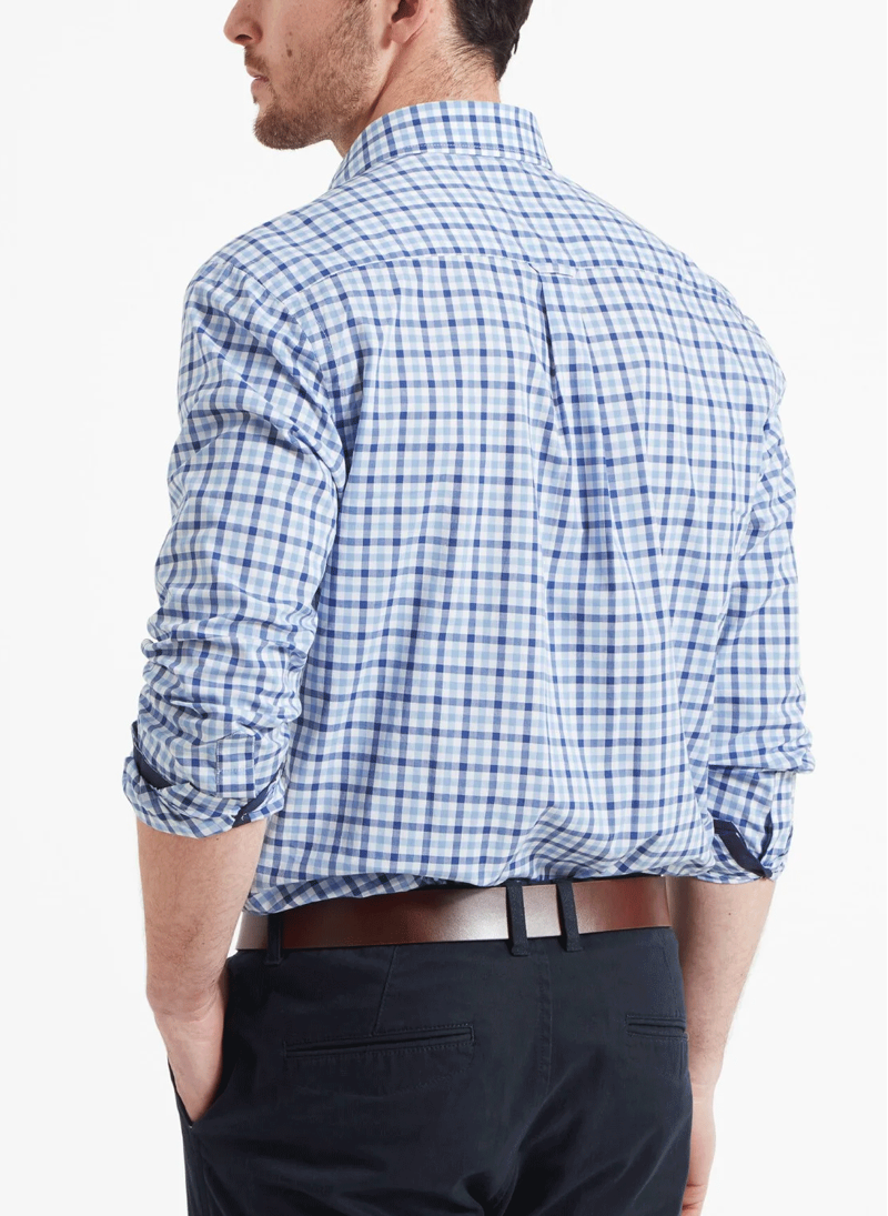 Schoffel Hebden Tailored Shirt French Navy/Sky Blue Check-5