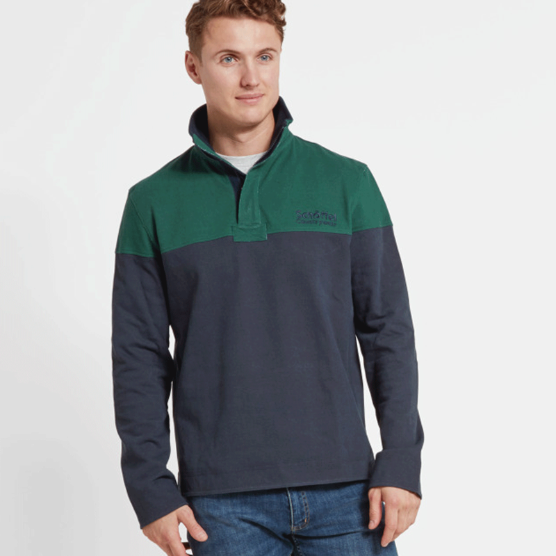 Schoffel Helford Heritage Sweatshirt Navy Pine Green-1