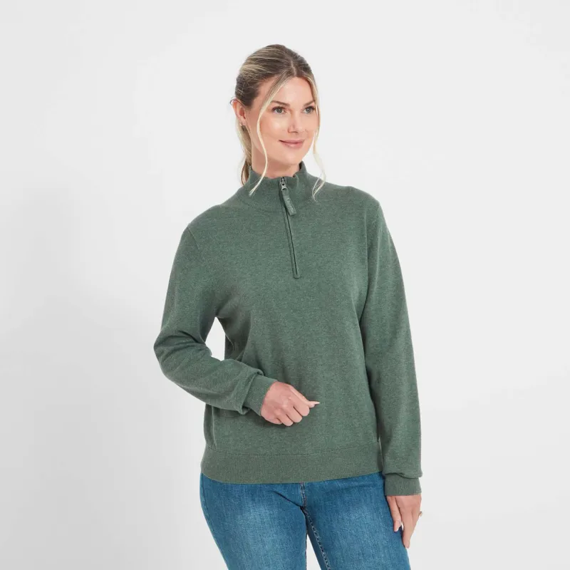 Schoffel Polperro Pima Quarter Zip Jumper Country Green-1