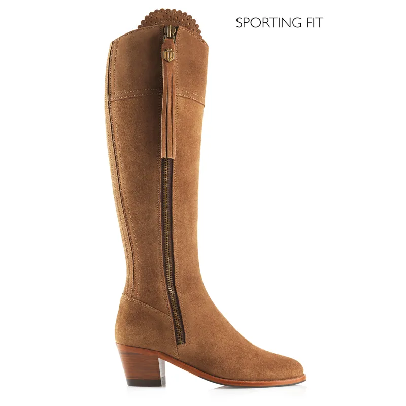 Fairfax and Favor Regina Heeled Boots Sporting Fit Tan Suede-1
