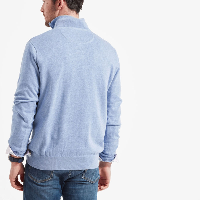 Schoffel Porthmeor Pima Cotton Quarter Zip Jumper Sky Blue-2